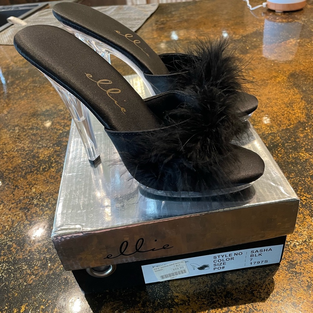 Ellie Black and Clear Maribo Heels size7